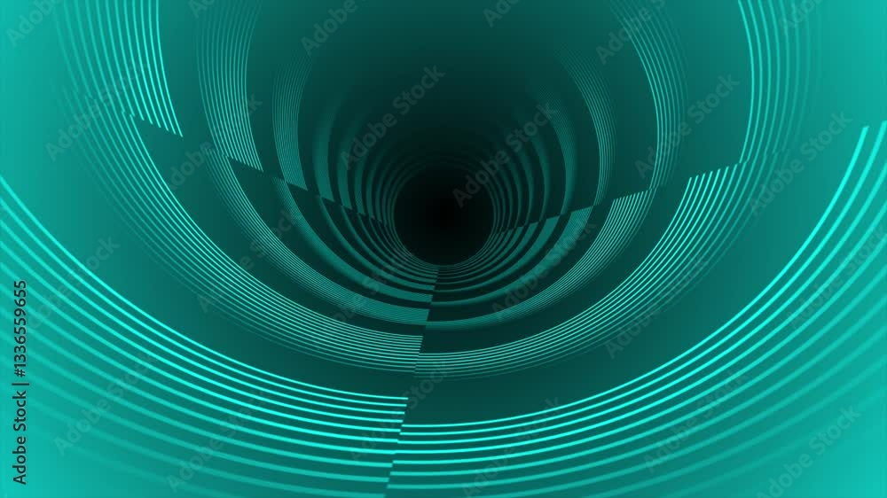 Aufkleber cyan color rotating multiple parallel lines 3d depth tunnel modern design dark loop able technologic