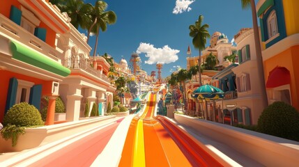 Obraz premium A whimsical carnival filled with vibrant colors and joyful rides.