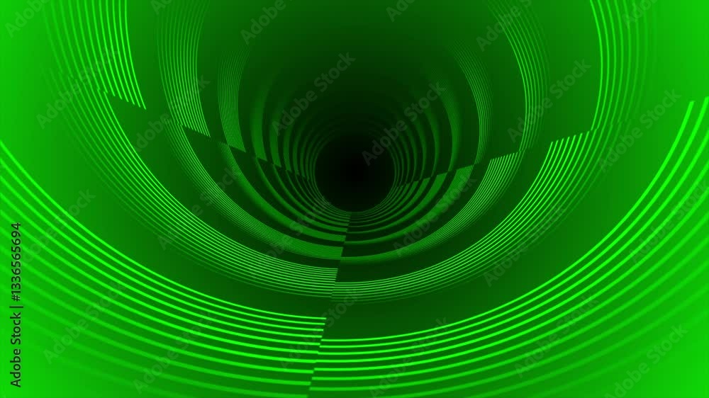 Aufkleber green color rotating multiple parallel lines 3d depth tunnel modern design dark loop able technologi