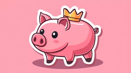 Fototapeta premium Golden piggy bank with money inside, representing prosperity, economic stability, and financial security, a valuable visual for investment themes, sketchbook style