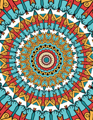 Complex Mandala Artwork with Overlapping Shapes and Radiating Layers
