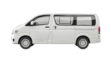 White minivan isolated on transparent background showing left side