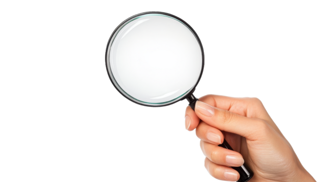 [Transparent Background PNG]Hand Holding Magnifying Glass Close Up