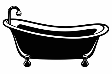 baby bathtub line art silhouette vector illustration