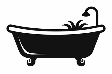 baby bathtub line art silhouette vector illustration
