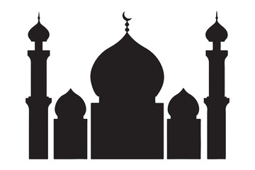 mosque silhouette vector, isolated black silhouette of a mosques collection, black silhouette mosque vector illustration