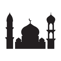 mosque silhouette vector, isolated black silhouette of a mosques collection, black silhouette mosque vector illustration