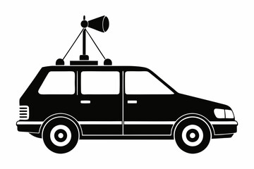 broadcasting car line art silhouette vector illustration