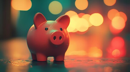 Piggy bank with dollar coins, symbolizing wealth management, cash savings, and financial responsibility, a great asset for banking promotions, storybook illustration