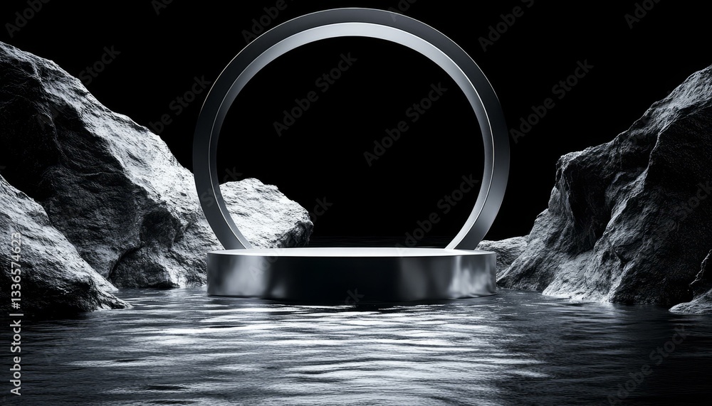 Poster abstract minimalist product display with rocks