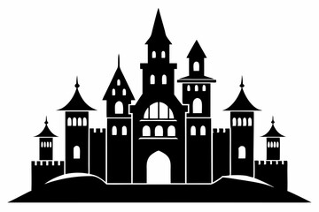 Obraz premium large castle minimalistic line art silhouette vector illustration