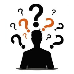 Confused Person with Question Marks – Decision Making Concept
Silhouette Thinking with Floating Question Marks – Uncertainty Symbol