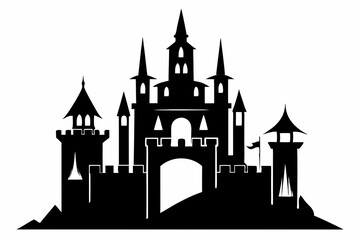 Fototapeta premium large castle minimalistic line art silhouette vector illustration