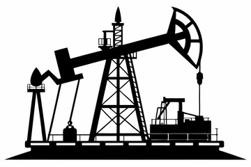 oil rig line art silhouette vector illustration
