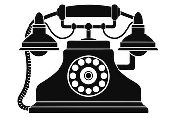 old telephone line art silhouette vector illustration