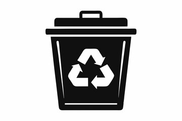 recycle bin icon line art silhouette vector illustration