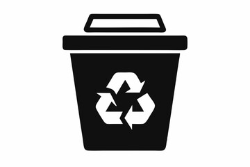 recycle bin icon line art silhouette vector illustration