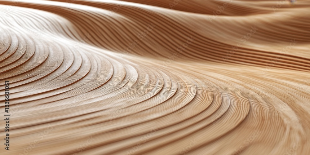 Poster abstract wooden waves: a mesmerizing display of undulating waves meticulously crafted from polished 