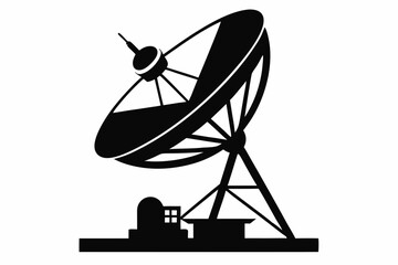 satellite dish line art silhouette vector illustration