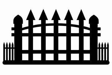 set of fence line art silhouette vector illustration