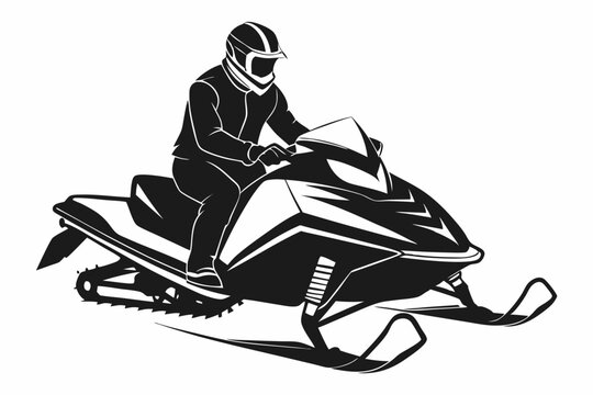 snowmobiling line art silhouette vector illustration
