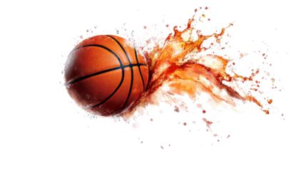 Dynamic basketball splash isolated on white background