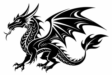 tattoo dragon line art silhouette vector illustration