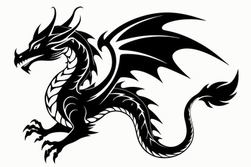 tattoo dragon line art silhouette vector illustration