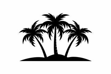 three pam trees haddraw logo line art silhouette vector illustration