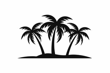 three pam trees haddraw logo line art silhouette vector illustration