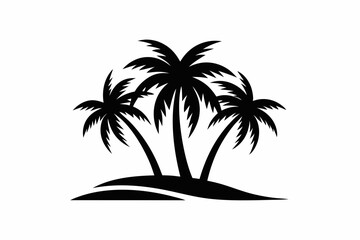 three pam trees haddraw logo line art silhouette vector illustration