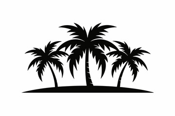 three pam trees haddraw logo line art silhouette vector illustration