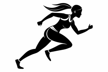 woman run line art silhouette vector illustration