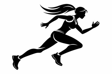 woman run line art silhouette vector illustration