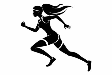 woman run line art silhouette vector illustration