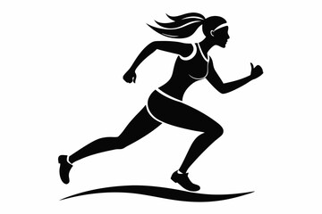 woman run line art silhouette vector illustration