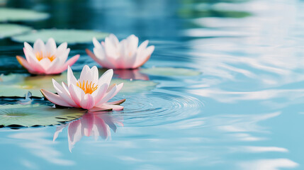 Pink water lily on the water