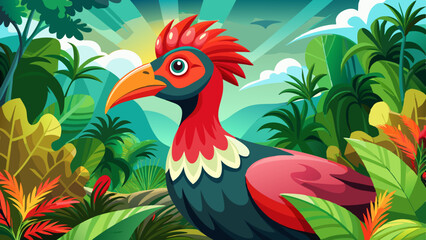 Red throated piping guan exotic tropical rare bird wildlife animal in its natural environment