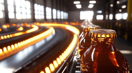 Modern Beverage Production in Progress at an Efficient Automated Factory Line