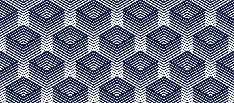 3D cubes seamless background, abstract tiling endless pattern with blocks, cubic optic construction wallpaper, surreal op art surface modular abstraction.