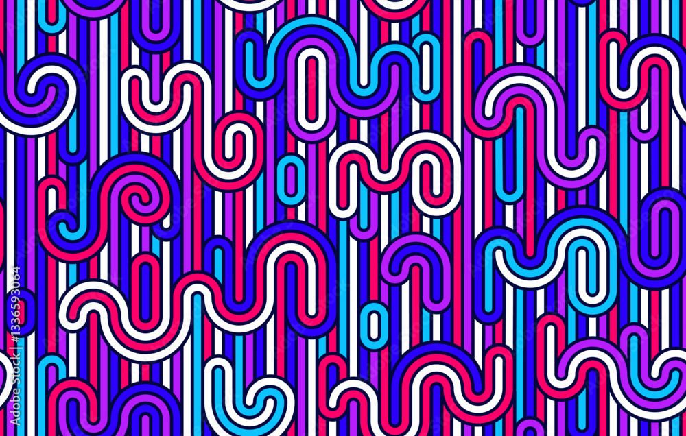 Poster rainbow lines seamless pattern, colorful linear geometric vector abstract background, multicolored p