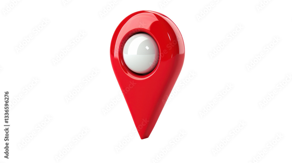 Poster red location pin showing accurate global positioning on transparent background