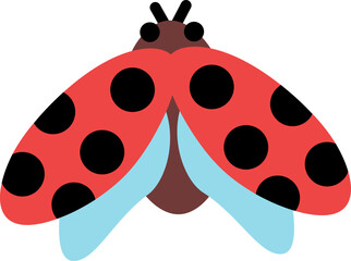 Vector flying ladybird icon. Magic creature clipart. Cute fairytale character. Woodland fantasy ladybug insect with spread wings. Forest fairy tale illustration isolated on white background