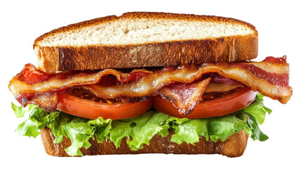 A BLT sandwich with crispy bacon, fresh lettuce, and ripe tomato on toasted sourdough