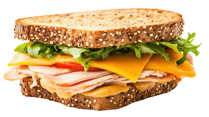A turkey and cheddar sandwich with honey mustard on rye 