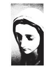 Virgin Mary face Illustration Our Lady Catholic religious vector