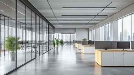 Modern Office Interior Design with Glass Partitions