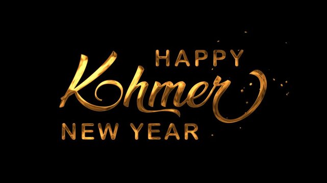 Happy Khmer New Year Text Animation on Gold Color. Perfect for digital invitations, social media posts, and event promotions.