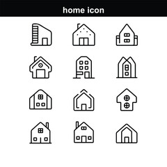 Collection home icons. House symbol. Set of real  Home Line Icons. Editable Stroke. Pixel Perfect. For Mobile and Web. Contains such icons as Home, House, Real Estate, Family, Real Estate Web home fla