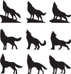 Wildlife animals vector set in natural habitat lion, tiger, elephant, zebra, giraffe, deer, bear, wolf, fox, monkey, leopard, eagle, owl, rhino, nature, safari, jungle, forest, exotic vector design 